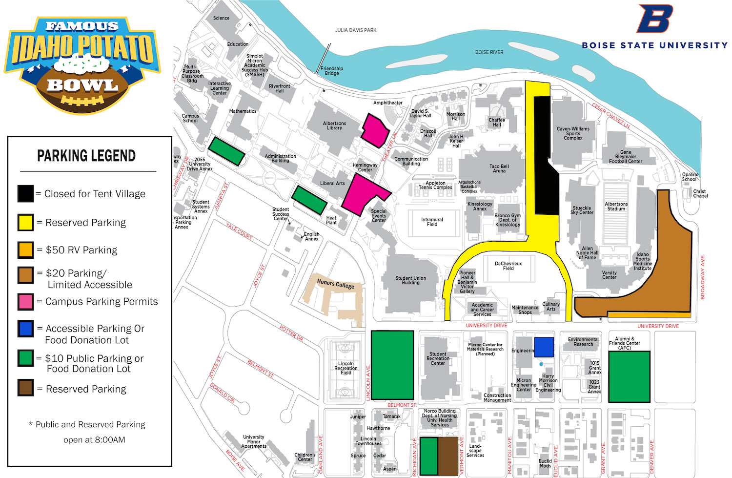WVU Football Parking Map